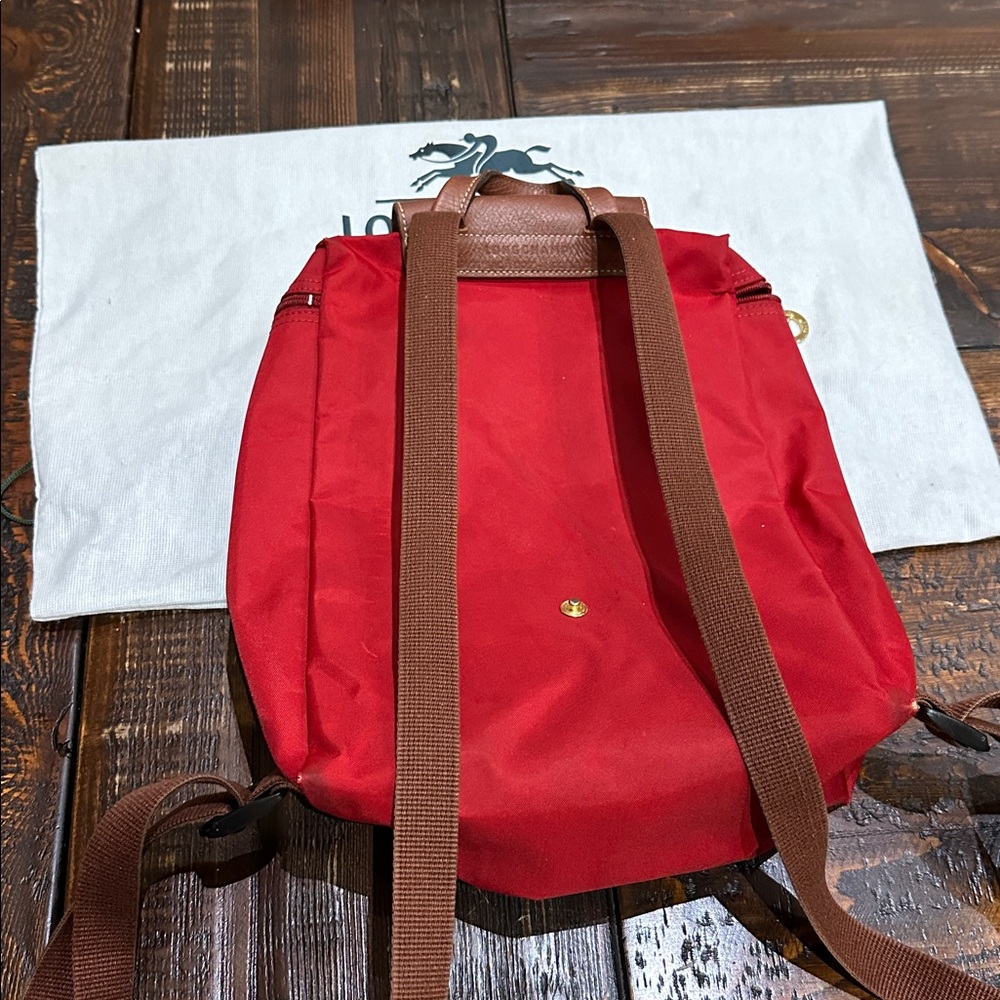 Longchamp Red and Brown Backpack - Picture 3 of 9
